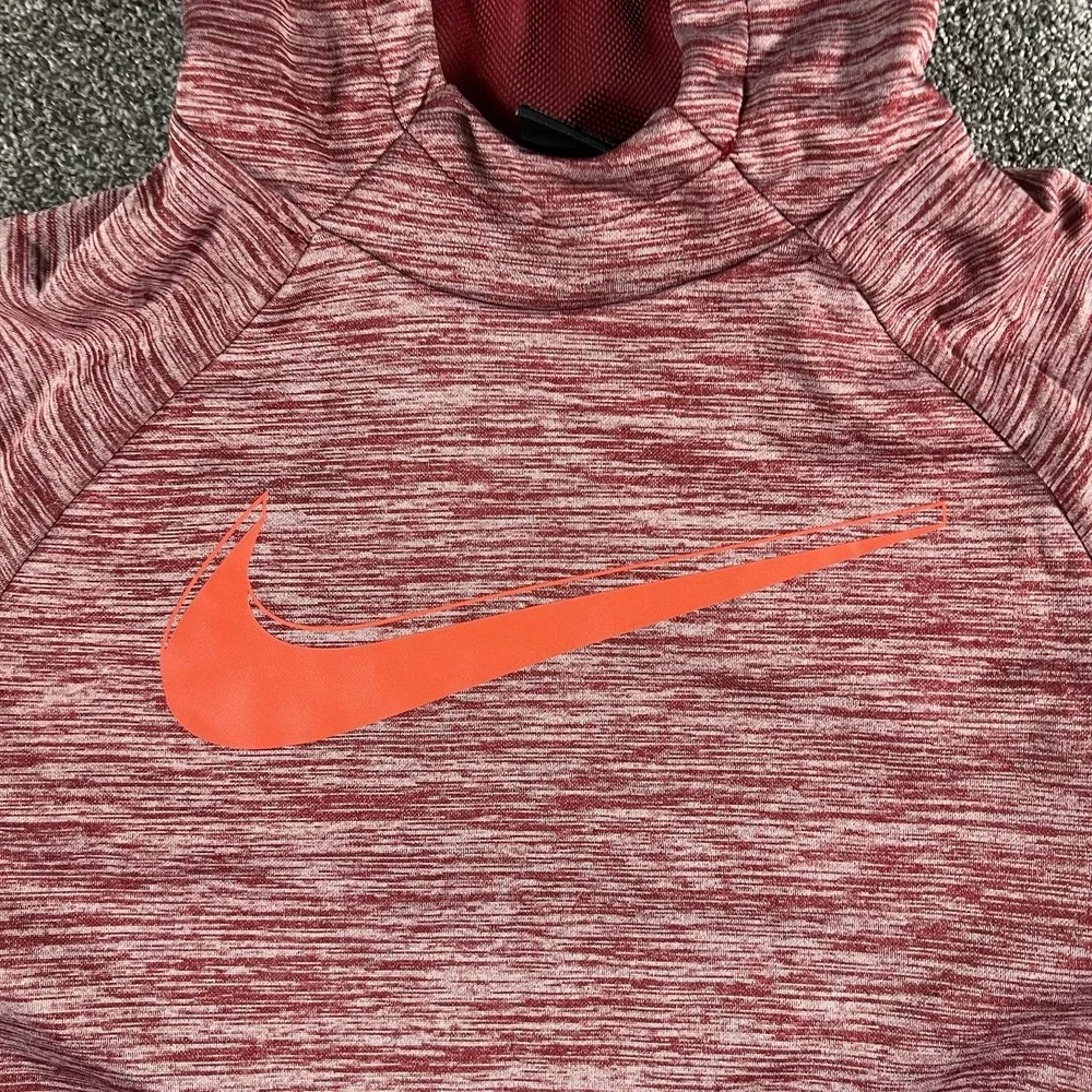 Nike Dri-FIT Therma Hoodie Youth Large Red Heather Pullover Swoosh Athletic